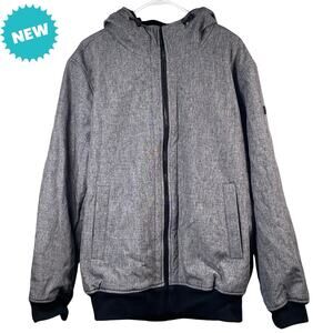 Dockers Jacket Mens Large Tall Gray Hooded Sherpa Lined Coat Water Resistant NEW